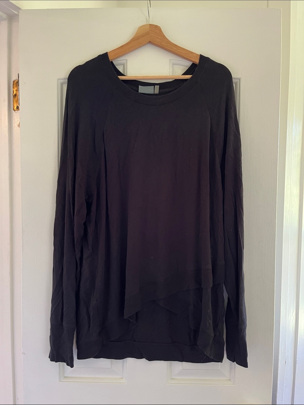 Athleta Black Long Sleeve Layered Crew Top
